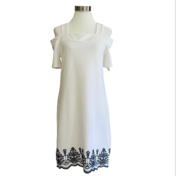 The Limited Dress White Black Embroidery Short Sleeve Summer Dress Small NEW - Picture 12 of 12